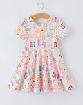 Back To School Rainbow Print Dress