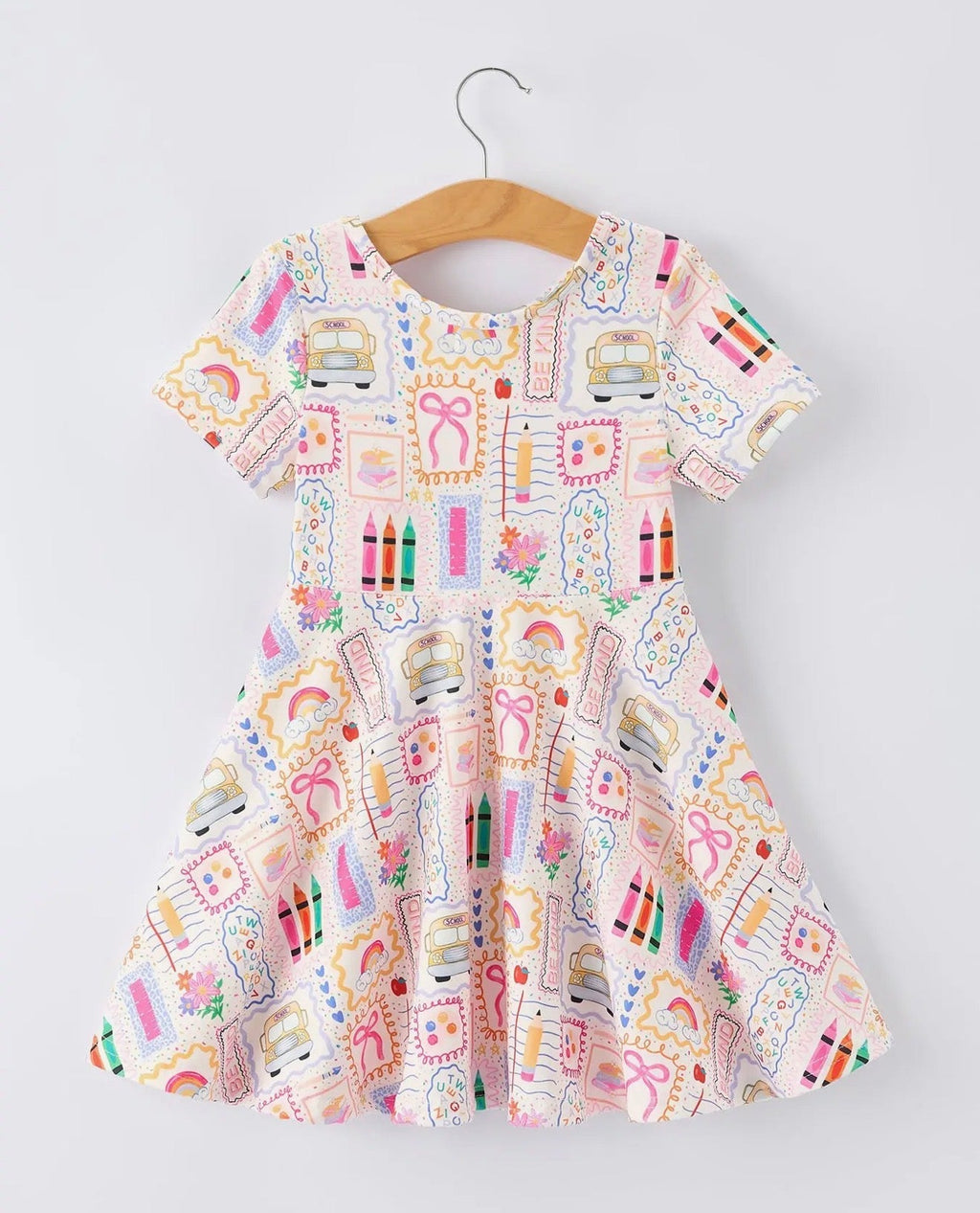 Back To School Rainbow Print Dress