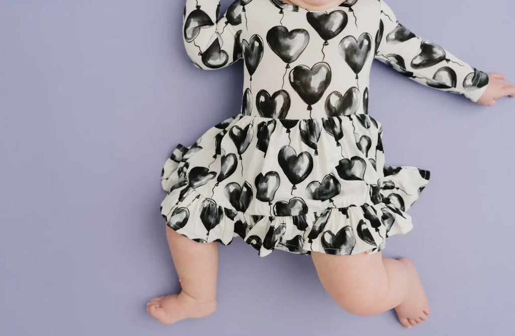 Black Hearts Balloons Bodysuit Dress