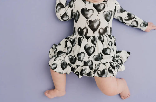 Black Hearts Balloons Bodysuit Dress