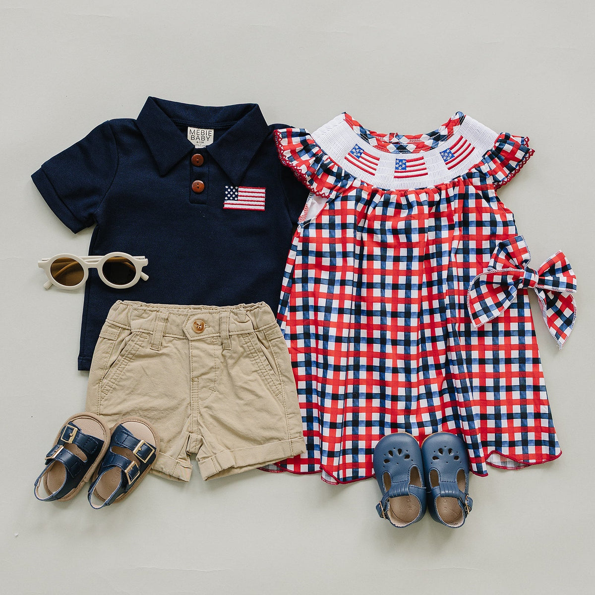 Flag Smocked Plaid Dress