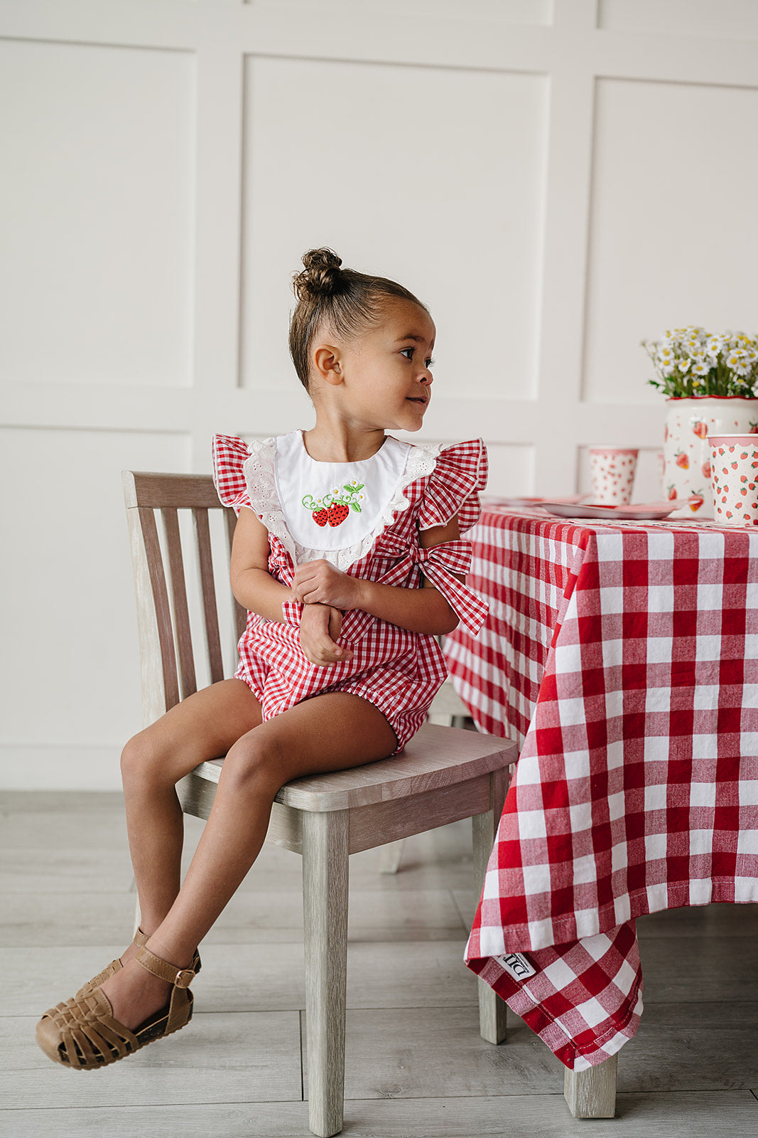 Gingham Strawberry Bubble Romper